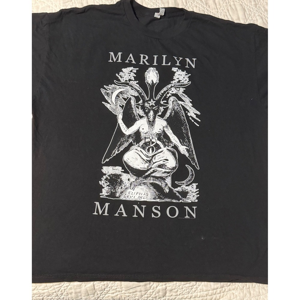 Marilyn Manson Bigger Than Satan Baphomet Graphic T-Shirt Black mens 2XL